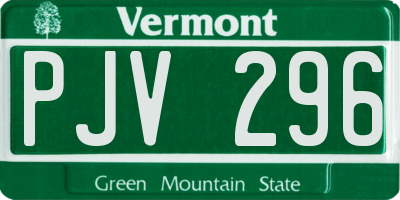 VT license plate PJV296
