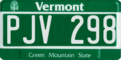 VT license plate PJV298
