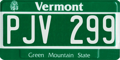 VT license plate PJV299