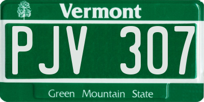 VT license plate PJV307