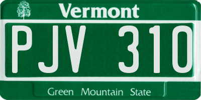 VT license plate PJV310