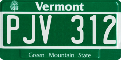 VT license plate PJV312