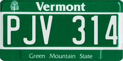 VT license plate PJV314