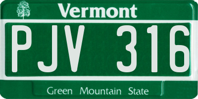 VT license plate PJV316