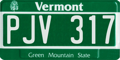 VT license plate PJV317