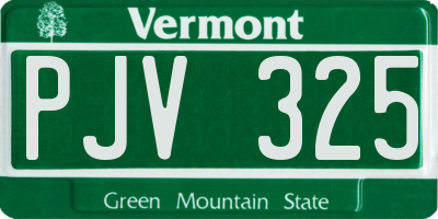 VT license plate PJV325