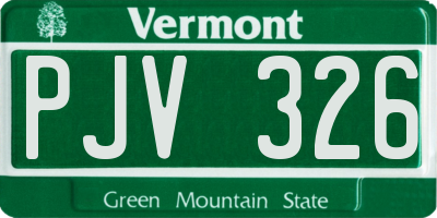 VT license plate PJV326