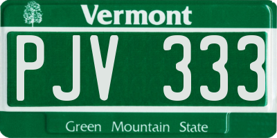 VT license plate PJV333