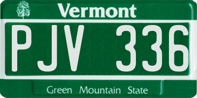 VT license plate PJV336