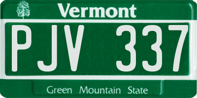 VT license plate PJV337
