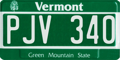 VT license plate PJV340