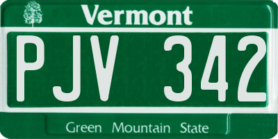 VT license plate PJV342