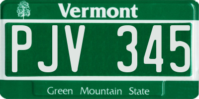 VT license plate PJV345