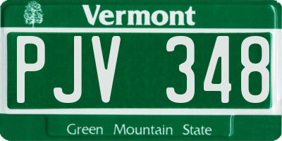 VT license plate PJV348