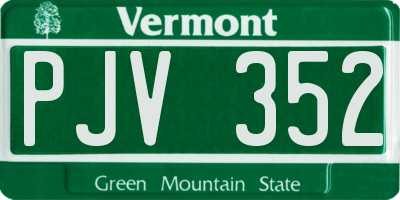 VT license plate PJV352
