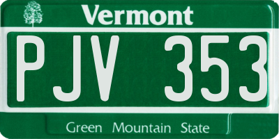 VT license plate PJV353