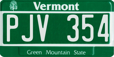 VT license plate PJV354
