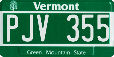 VT license plate PJV355