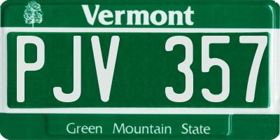 VT license plate PJV357