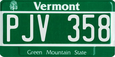 VT license plate PJV358