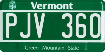 VT license plate PJV360