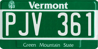VT license plate PJV361