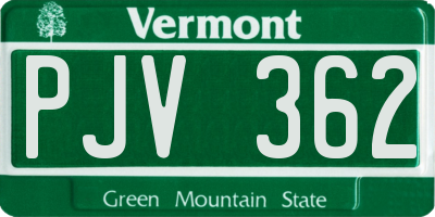VT license plate PJV362