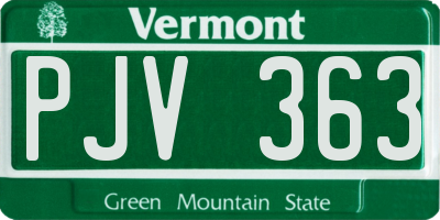 VT license plate PJV363