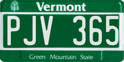 VT license plate PJV365