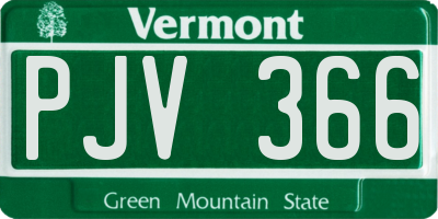 VT license plate PJV366