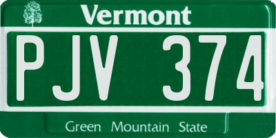 VT license plate PJV374