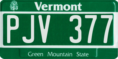 VT license plate PJV377