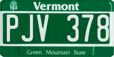 VT license plate PJV378