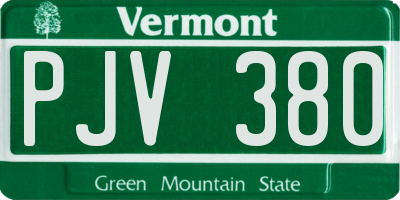 VT license plate PJV380