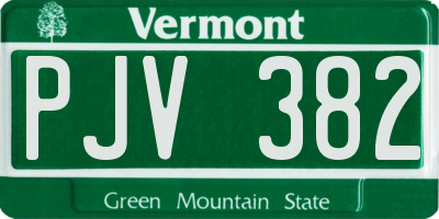 VT license plate PJV382