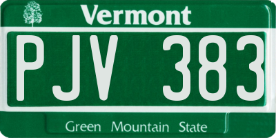 VT license plate PJV383