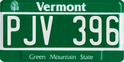 VT license plate PJV396