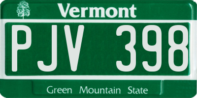 VT license plate PJV398