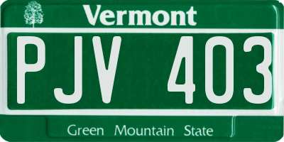 VT license plate PJV403