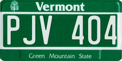 VT license plate PJV404