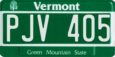 VT license plate PJV405