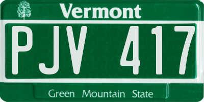 VT license plate PJV417