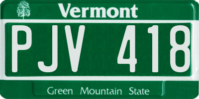 VT license plate PJV418