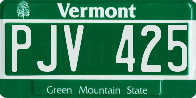 VT license plate PJV425