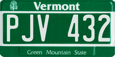 VT license plate PJV432