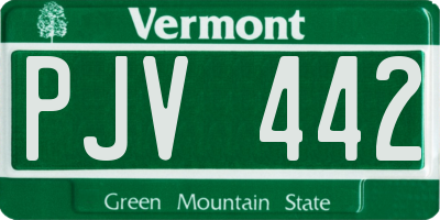 VT license plate PJV442
