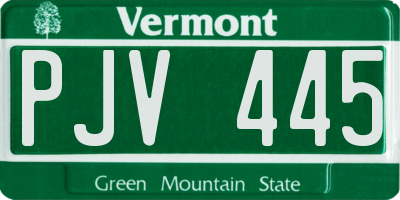 VT license plate PJV445