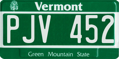 VT license plate PJV452