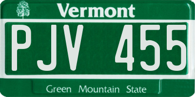 VT license plate PJV455