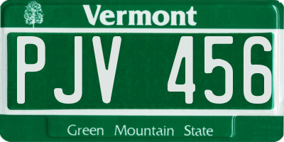 VT license plate PJV456